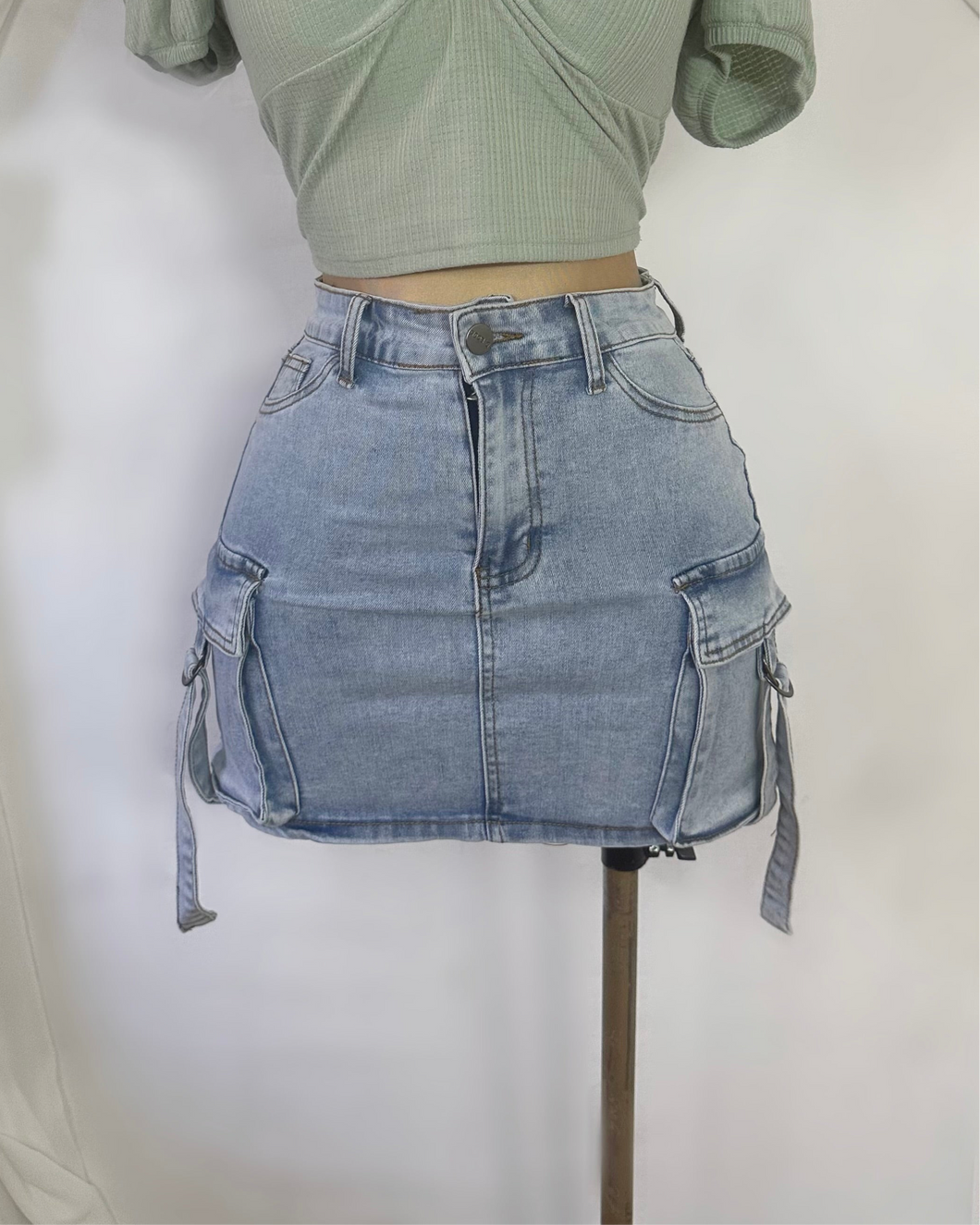 Carolina Cargo Denim Skirt