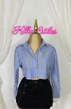 Load image into Gallery viewer, Blue Striped Button Up
