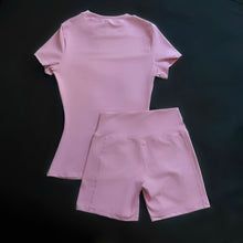 Load image into Gallery viewer, Two Piece Set - Seamless Round Neck Top &amp; Biker Short Activewear Set
