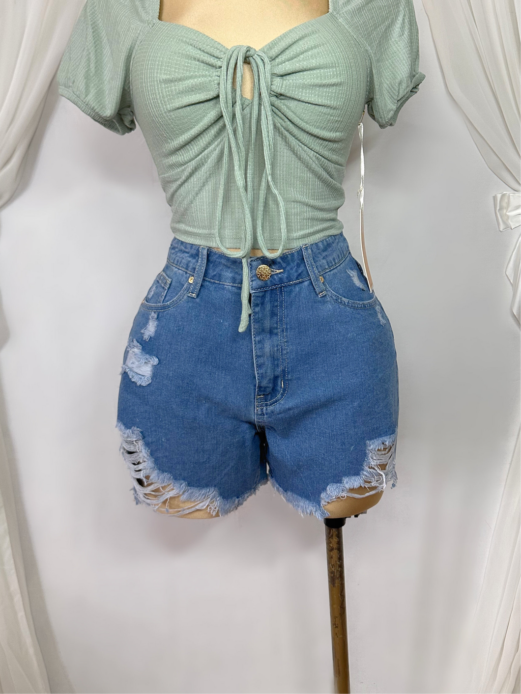 Distressed Denim Shorts